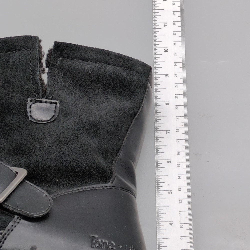 Skechers Shoes Womens Tone Ups Black 7 Leather Biker Boots Pull On Buckle 38860 View 6